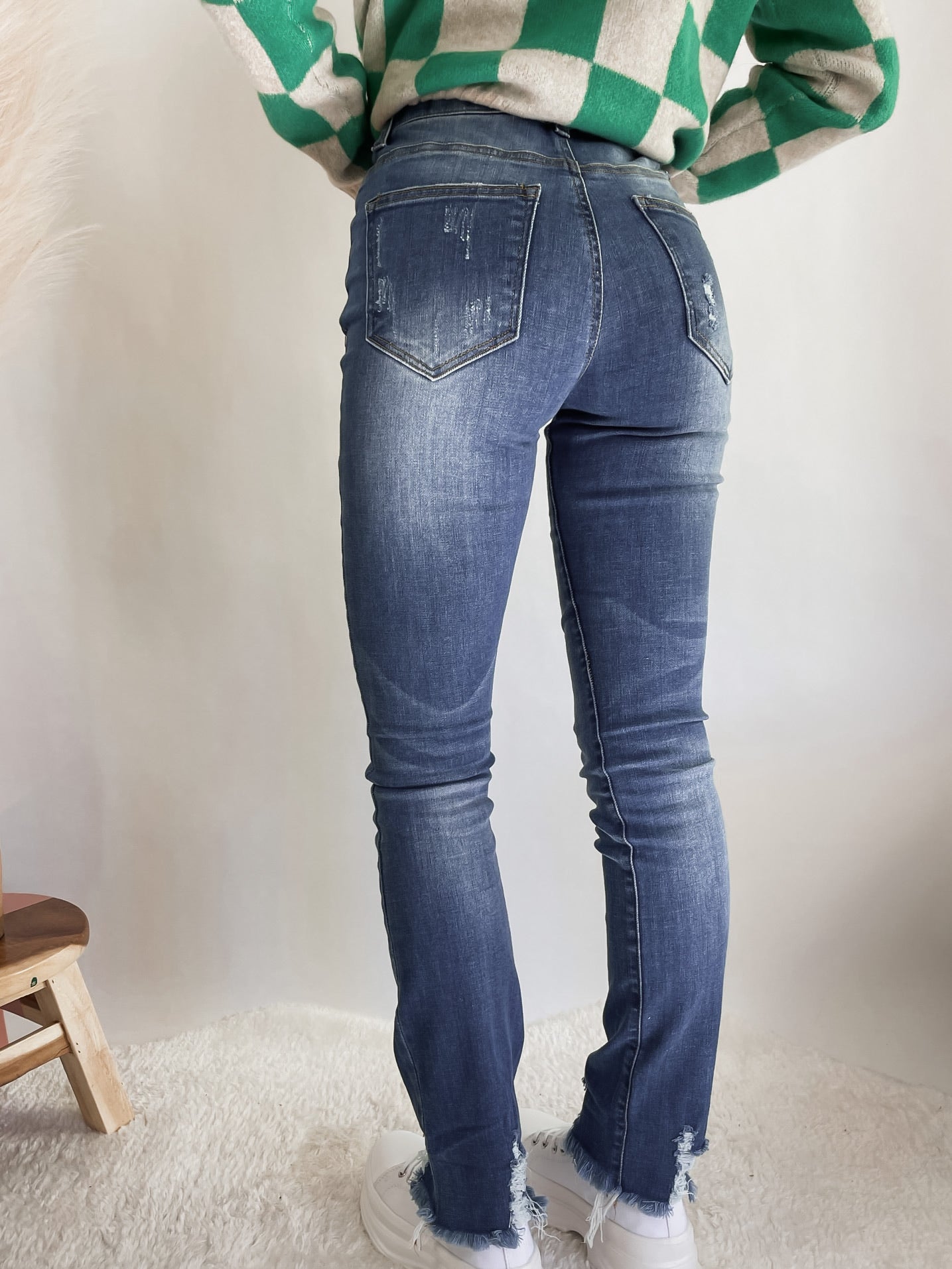 RISEN Medium Wash High-Waisted Straight Jeans